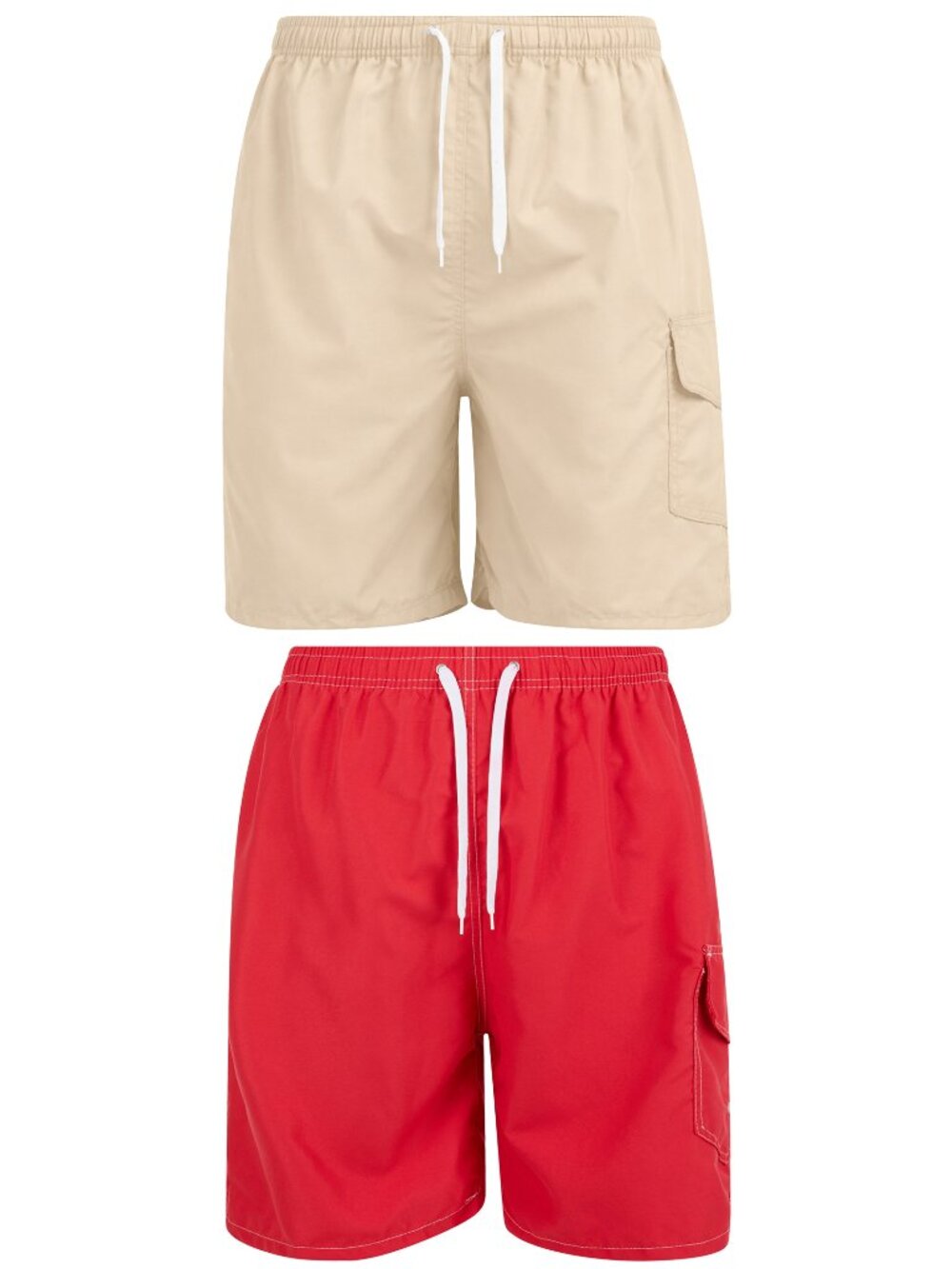 Men’s 2 Pack Cargo Swim Trunks Mesh Lined Quick Dry Beach Shorts Pockets